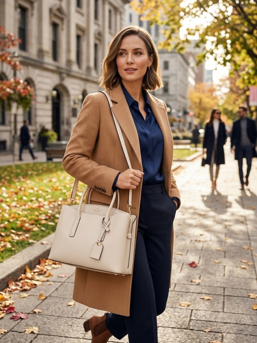 Kate Spade Margaux Refined Grain Large Satchel Parchment KE766 NWT